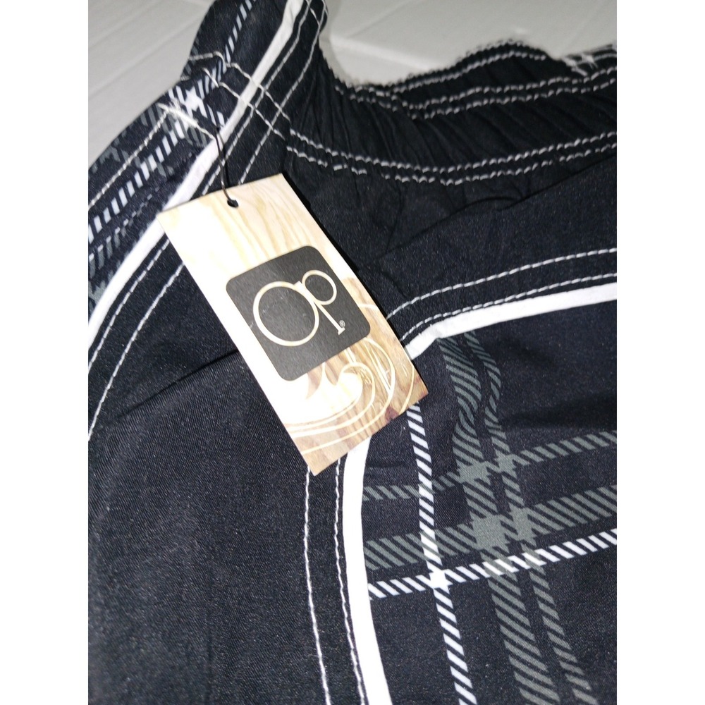 OP swim Trunks Men Black w/ Gray Plaid Size 2XL Netted (44-46) - Picture 5 of 5